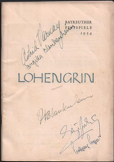 Varnay, Astrid - Blankenheim, Toni - Jochum, Eugen - Wagner, Wolfgang - Signed Bayreuth Program of Lohengrin 1954