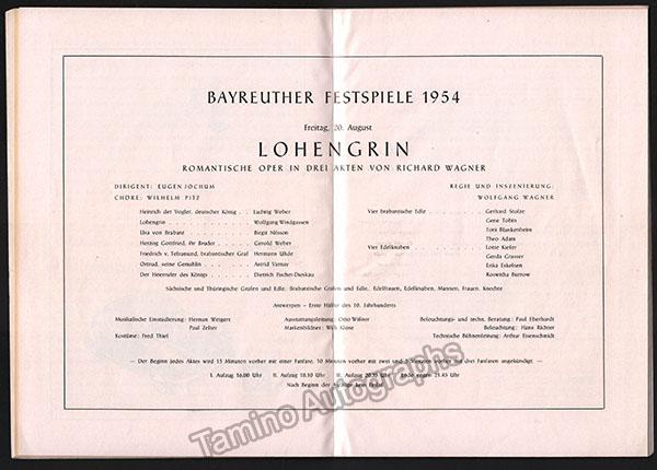 Varnay, Astrid - Blankenheim, Toni - Jochum, Eugen - Wagner, Wolfgang - Signed Bayreuth Program of Lohengrin 1954 - Tamino