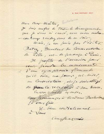 Chapuis, Auguste - Autograph Letter Signed