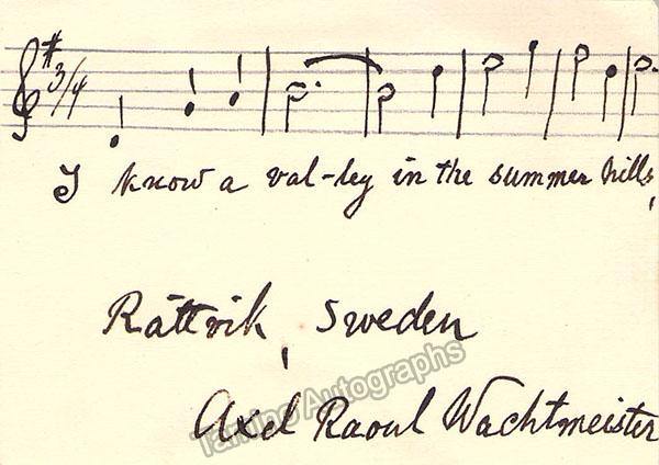Wachtmeister, Axel Raoul - Autograph Music Quote Signed - Tamino
