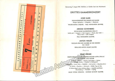 Heiller, Anton - Concert Program Salzburg 1947