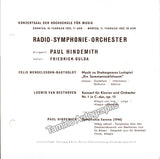 Hindemith, Paul - Lot of 5 Concert Programs 1949-1957