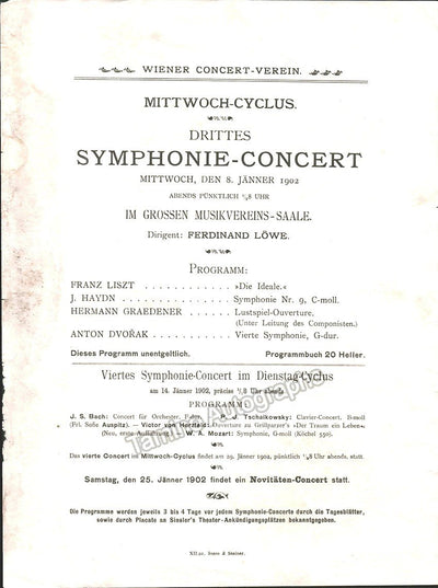 Graedener, Hermann - Concert Program Vienna 1902