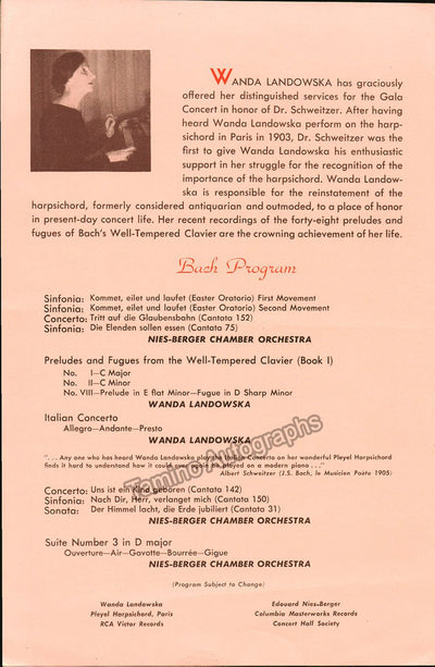 Landowska, Wanda - Concert Program 1950