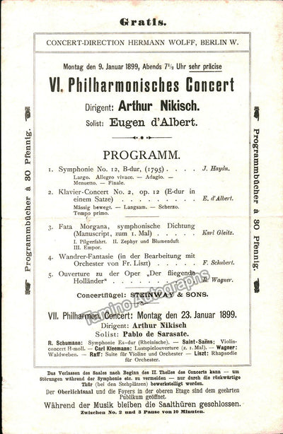 D´Albert, Eugen - Concert Program 1899
