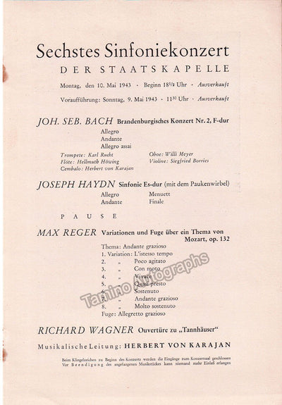 Karajan, Herbert von - Berlin Staatsoper 1943