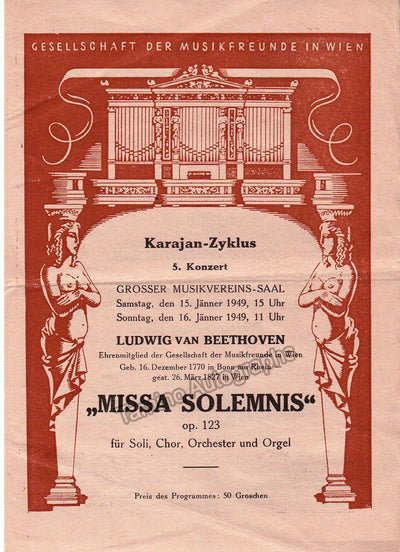 Karajan, Herbert von - Lot of 10 Programs Wiener Symphoniker 1949-1953