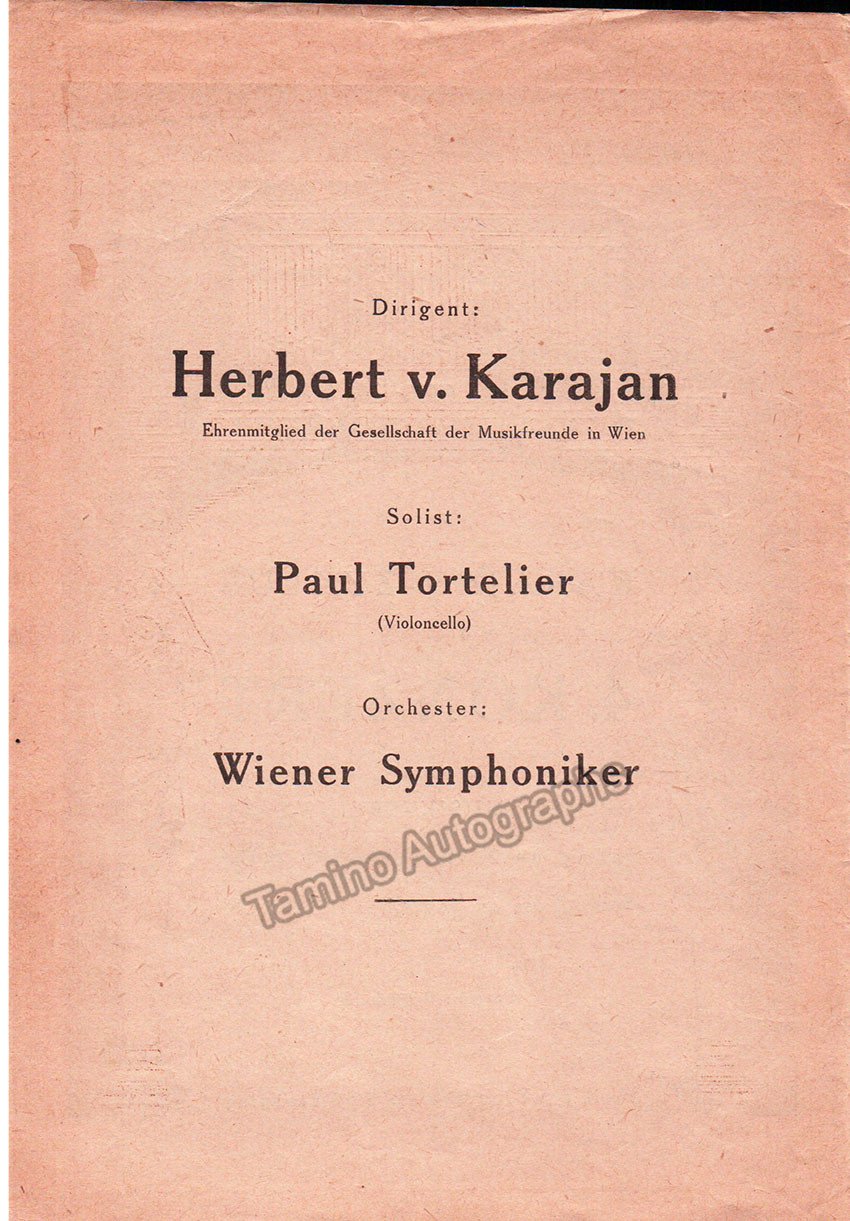 Tortelier, Paul - Karajan, Herbert von - Program Vienna 1951 - Tamino