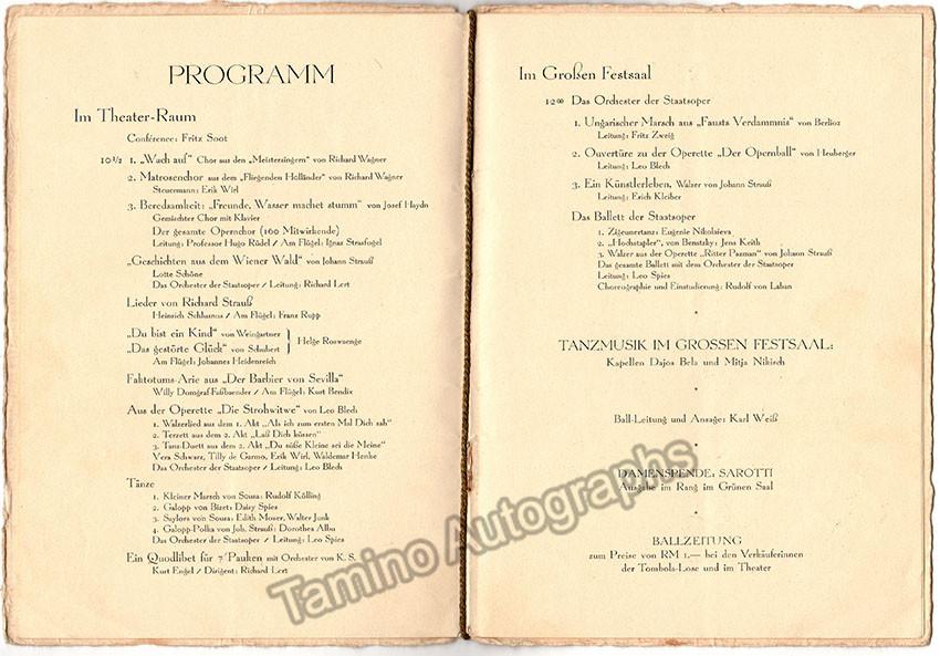Vienna Opernball Program + Ticket Stub 1931 - Tamino