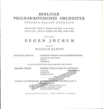 Kempff, Wilhelm - Jochum, Eugen - Program Berlin 1954