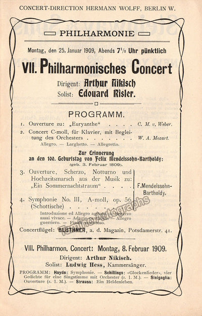 Risler, Edouard and Nikisch, Arthur - Program 1909