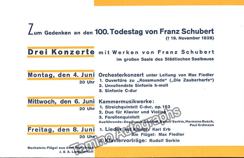 Busch Quartet - Program Leipzig 1921, 1928 - Tamino