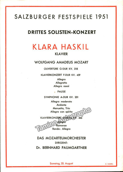 Haskil, Clara - Group of 4 Programs 1927-1952
