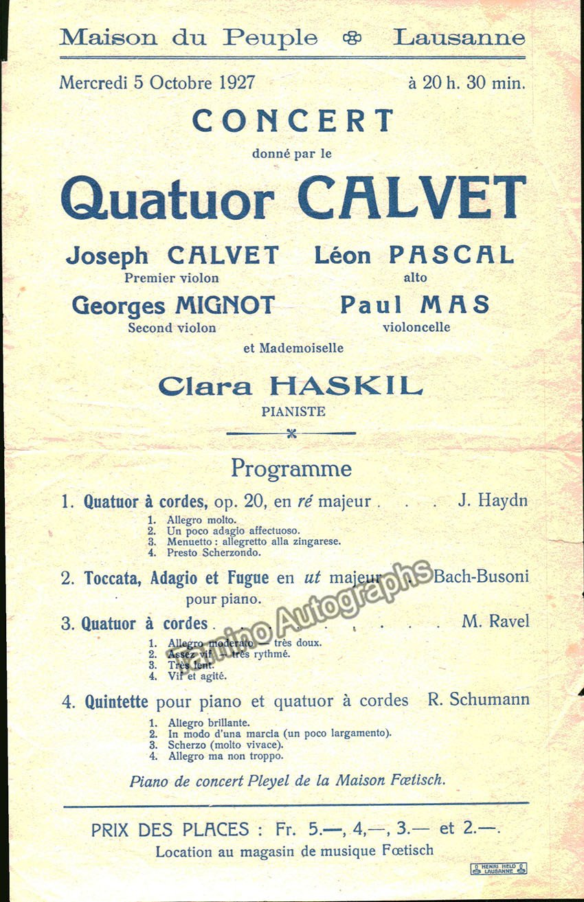 Haskil, Clara - Group of 4 Programs 1927-1952 - Tamino