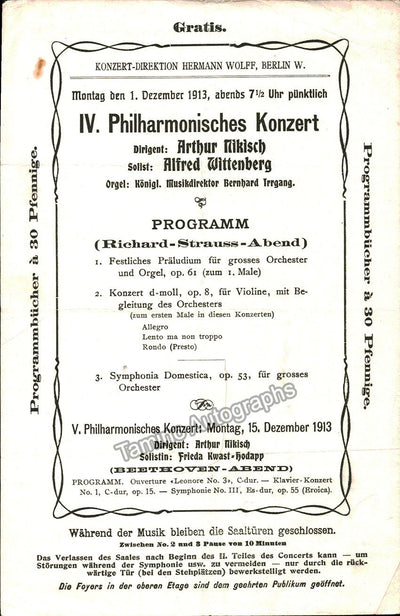 Wittenberg, Alfred - Nikisch, Arthur - Program Berlin 1913
