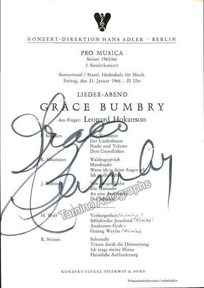 Bumbry, Grace - Signed Program Berlin 1966