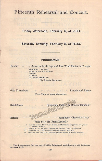 Kneisel, Franz - Nikisch, Arthur - Concert Program 1892