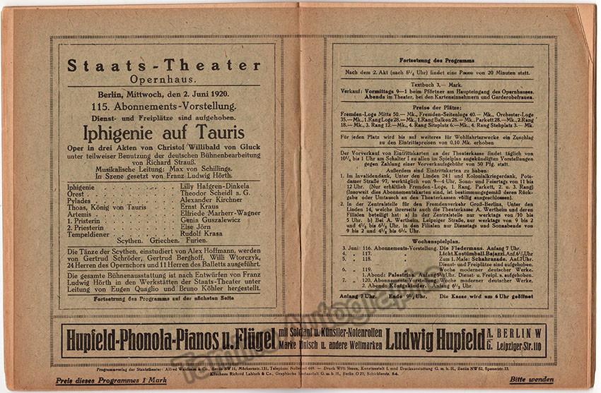 Schillings, Max Von - Concert Program Berlin 1902