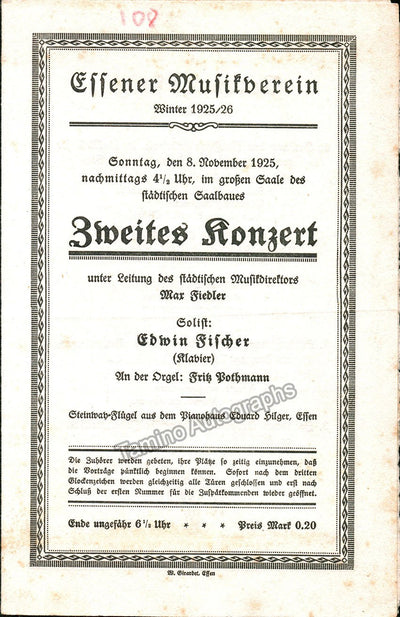 Fischer, Edwin - Concert Program 1925