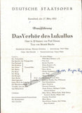 Dessau, Paul - World Premiere Program Das Verhor des Lukullus 1951