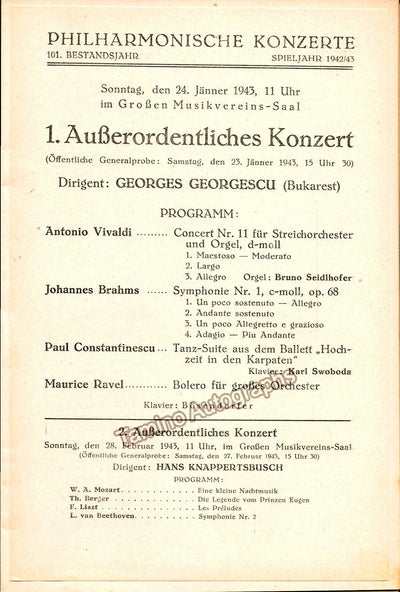 Georgescu, Georges - Vienna Philharmonic Orch. Program 1943