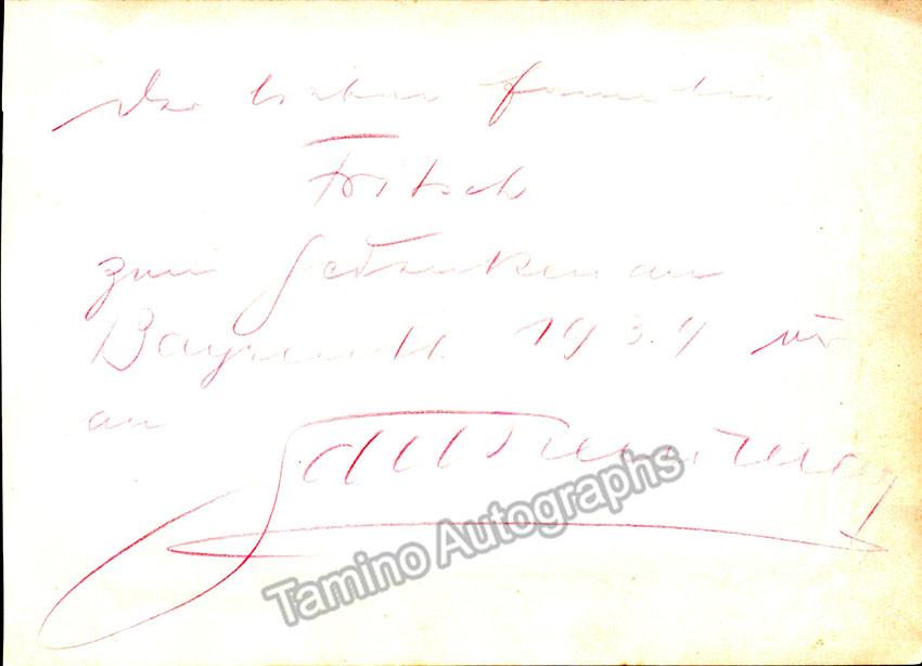 Reinmar, Hans - Autograph Album Page Signed 1939