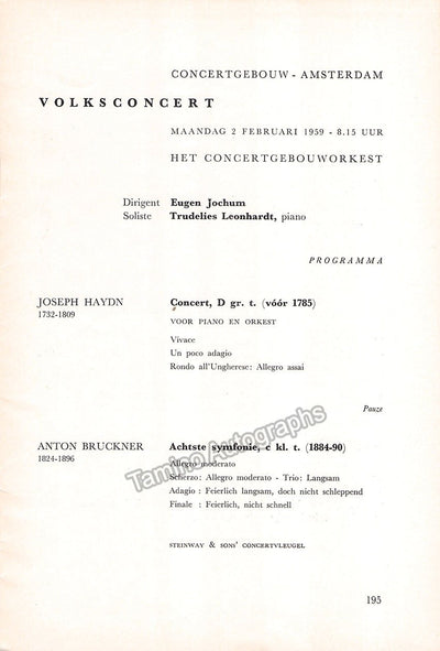 Jochum, Eugen - Concert program 1959
