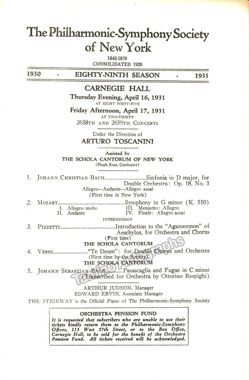 B1484A Arturo Toscanini at Carnegie Hall program 1931 WM a37df8b2 a3d5 49f7 8aaa 1d40f0ffcd41
