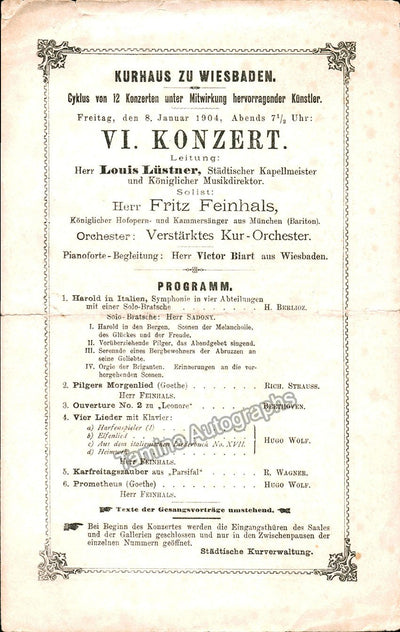 Feinhals, Fritz - Concert Program Wiesbaden 1904