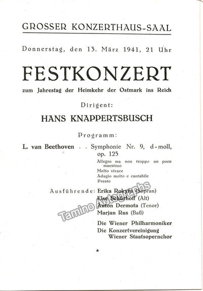 Knappertsbusch, Hans - Vienna Concert Program 1941