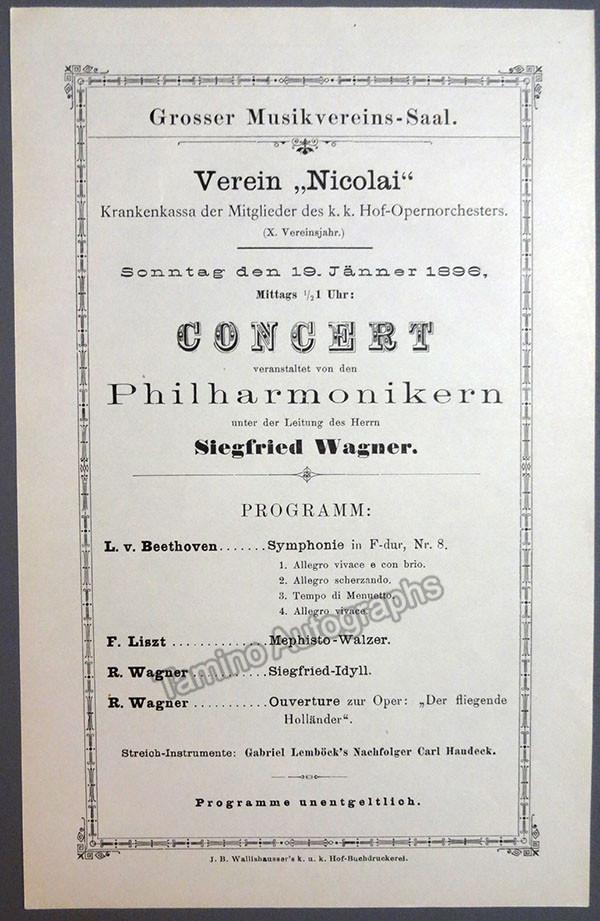 Wagner, Siegfried - Grosser Musikvereins-Saal Program 1896