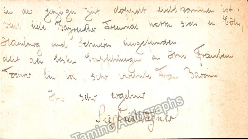 Wagner, Siegfried - Autograph Note Signed 1919 - Tamino
