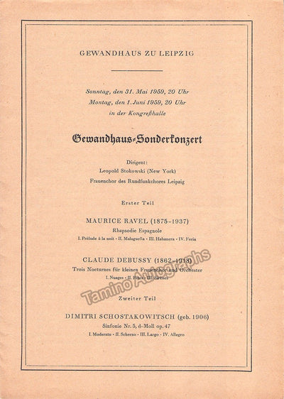 Stokowski, Leopold - Concert Program 1959