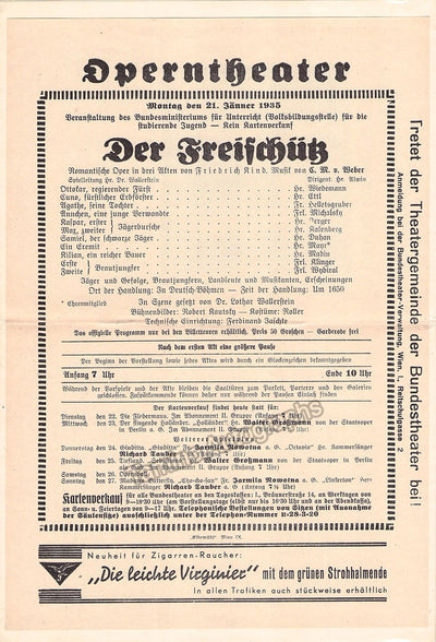 Vienna State Opera - Program Lot 1931-1939