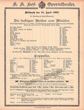 Vienna State Opera - Program Lot 1900