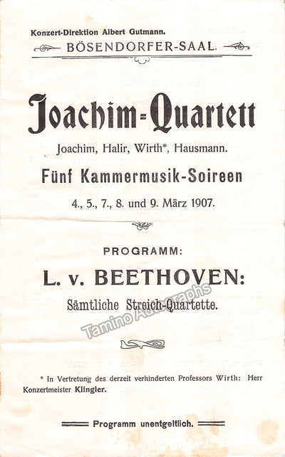 Joachim Quartett - Joachim, Joseph - Concert Program Vienna 1907