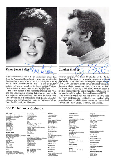 Baker, Janet - Herbig, Gunther - Double Signed Program Leeds 1982