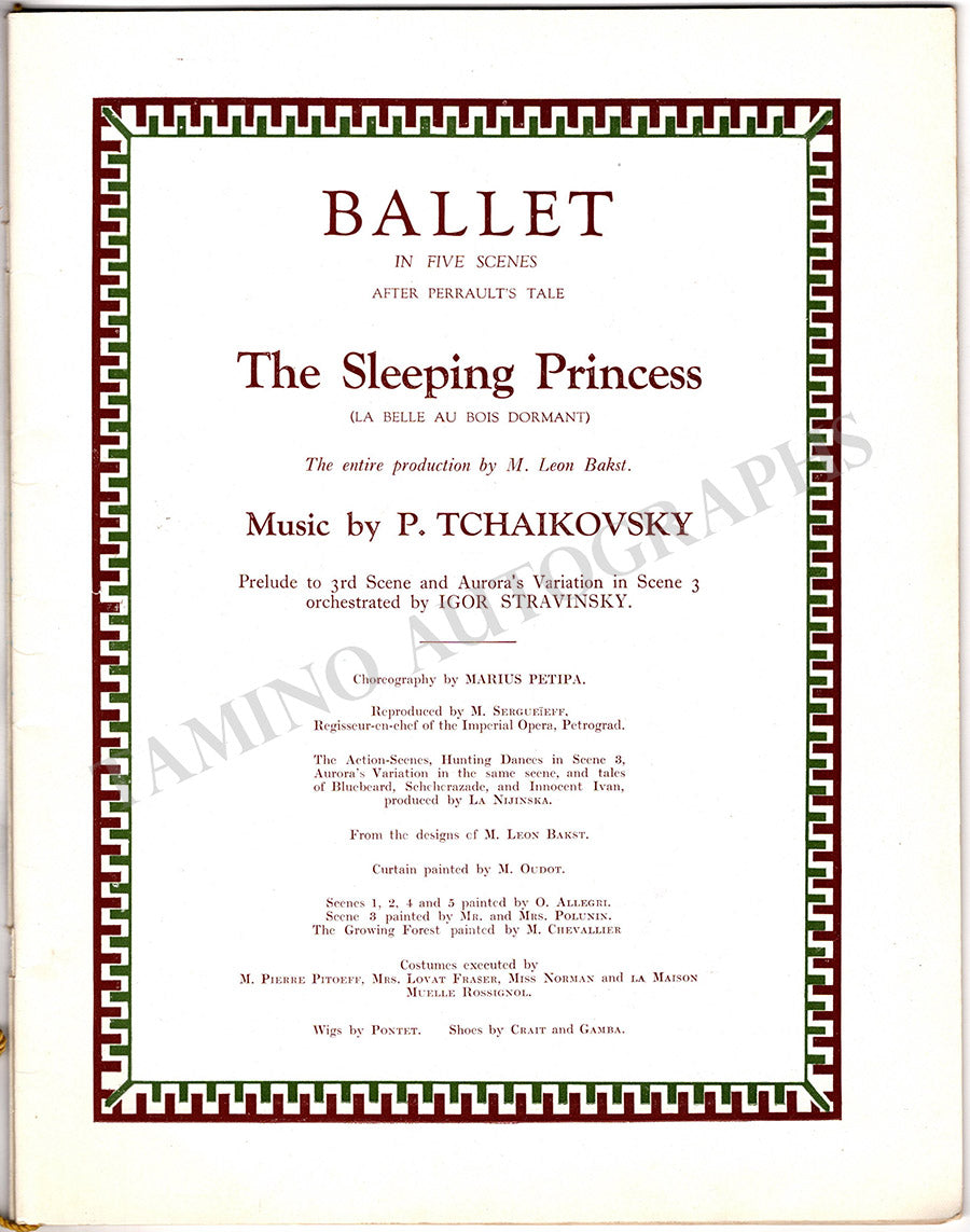 Ballet Performance Program The Sleeping Beauty Ballet - Performance Program London 1921