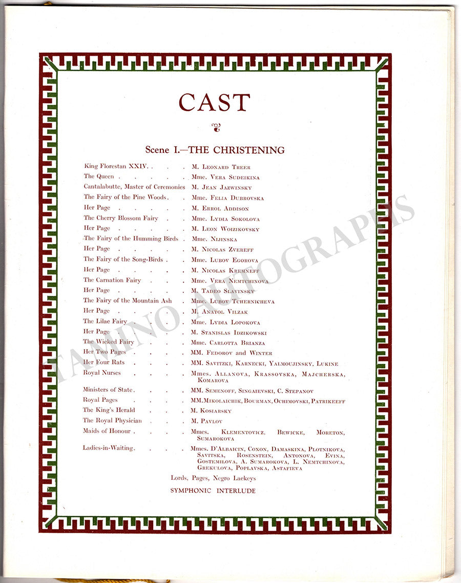 Ballet Performance Program The Sleeping Beauty Ballet - Performance Program London 1921