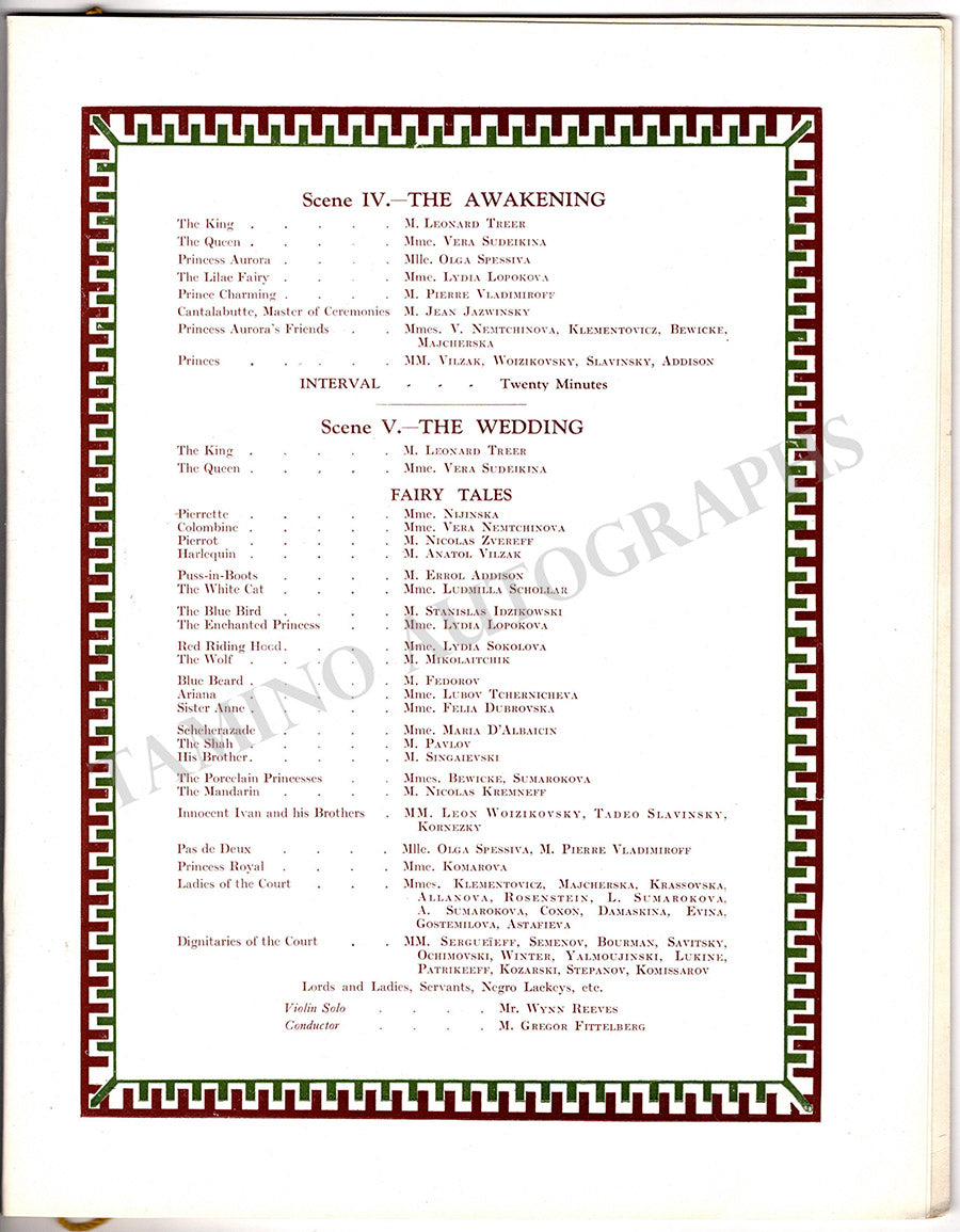 Ballet Performance Program The Sleeping Beauty Ballet - Performance Program London 1921