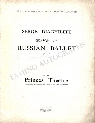 Ballet Russes Diaghilev - Program London 1927