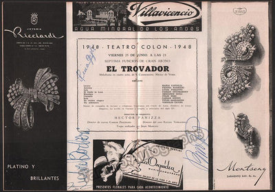 Gigli, Beniamino - Gigli, Rina - Barbieri, Fedora - Signed Program Teatro Colon 1948