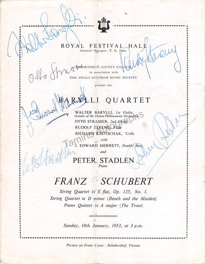 Barylli Quartet - Program Signed by All London 1953