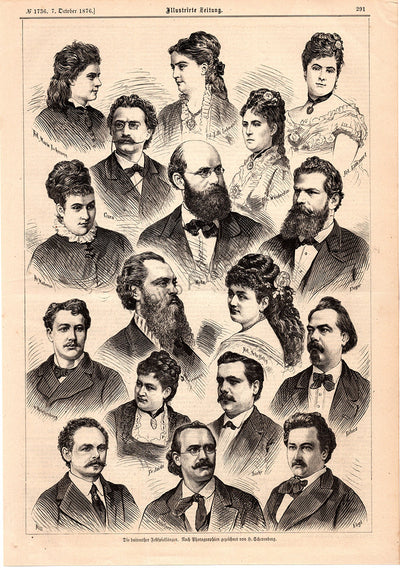Bayreuth Festival 1876 - First Festival Singers - Original Vintage Print