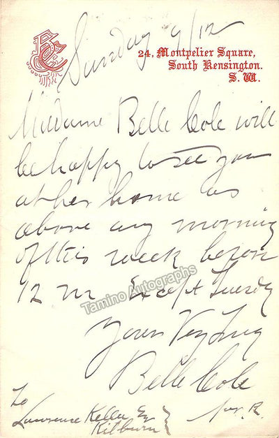 Cole, Belle - Autograph Letter Signed