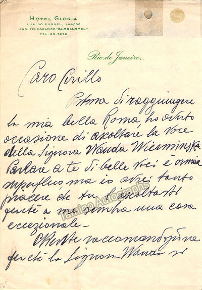 Gigli, Beniamino - Autograph Letter Signed