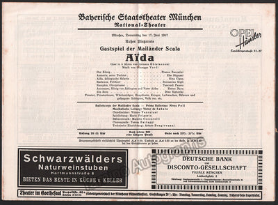 Munich State Theater - Program Aida 1937