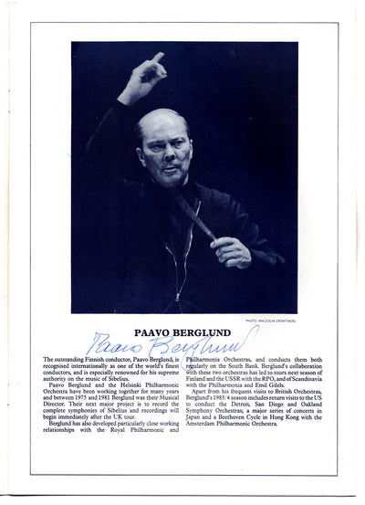 Berglund, Paavo - Signed Program Leeds 1984