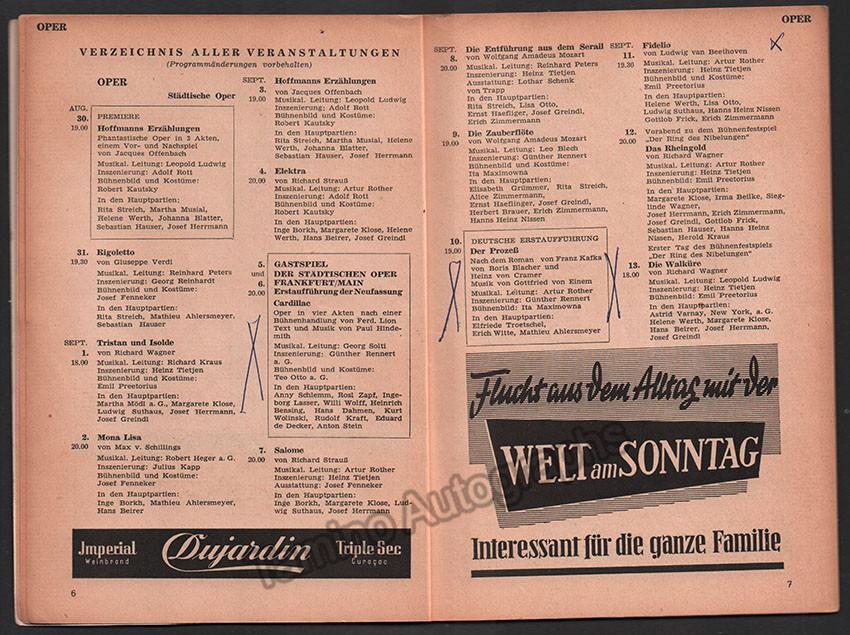 Furtwangler, Wilhelm and others - Berliner Festwochen Program 1953 - Tamino