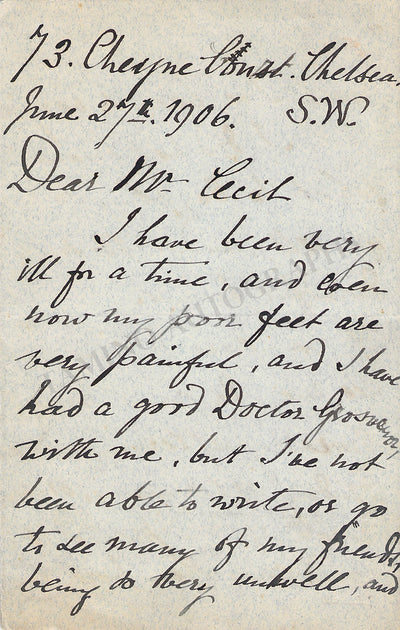 Palmer, Bessie - Autograph Letter Signed 1906